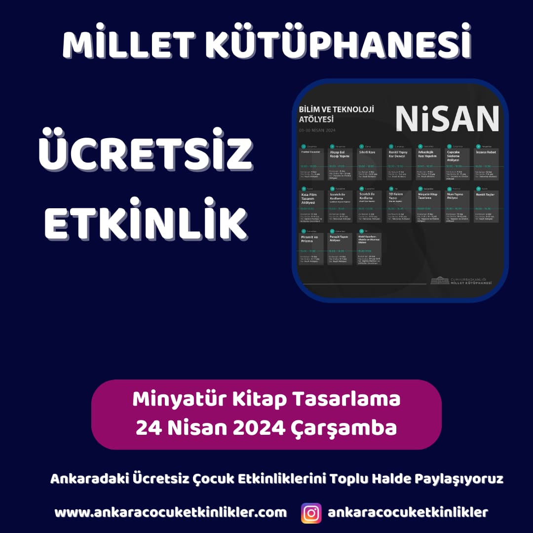 millet kutuphanesi 24 nisan Minyatur Kitap Tasarlama