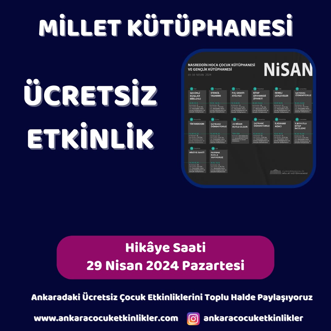 millet kutuphanesi 29 nisan Hikaye Saati