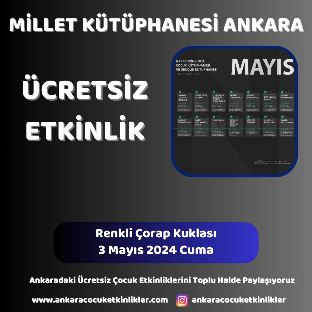 millet kutuphanesi 3 mayis Renkli Corap Kuklasi