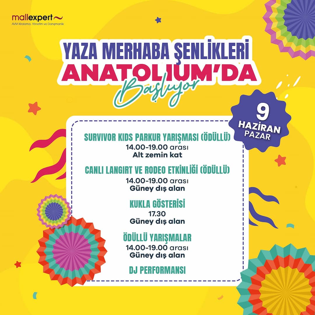 anatolium avm 9 haziran cocuk etkinlikleri 1