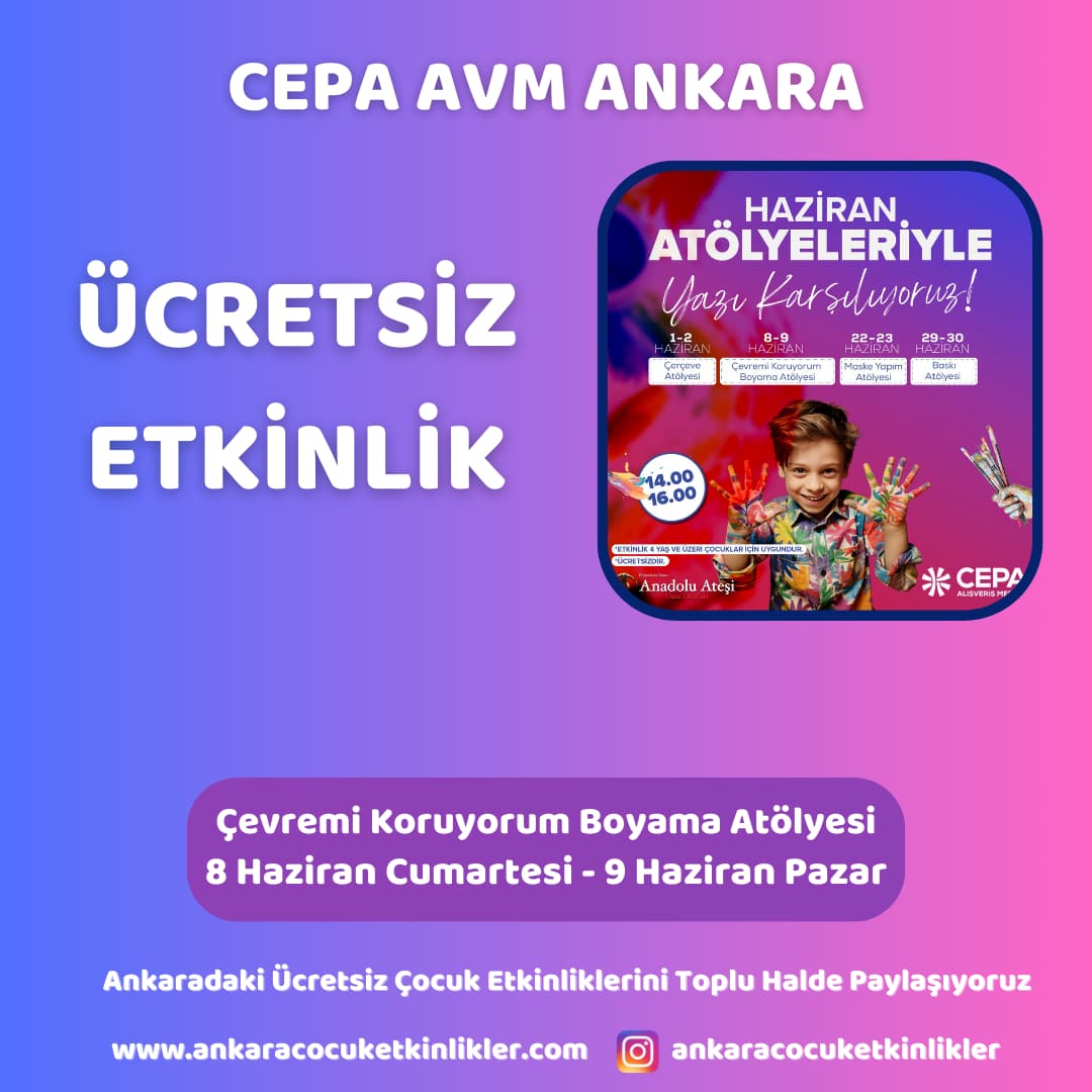 cepa avm 78 haziran Cevremi Koruyorum Boyama Atolyesi