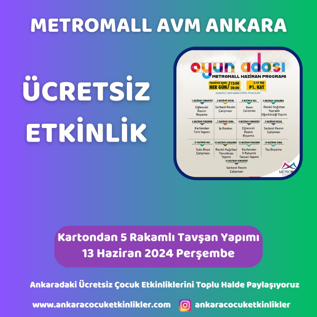 metromall avm 13 haziran Kartondan 5 Rakamli Tavsan Yapimi