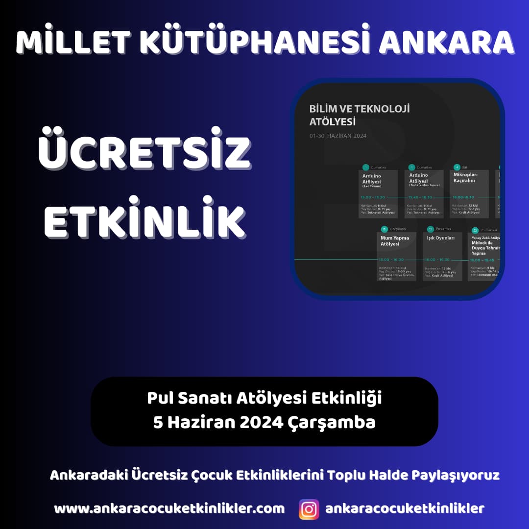 millet kutuphanesi etkinligi 5 haziran Pul Sanati Atolyesi etkinligi