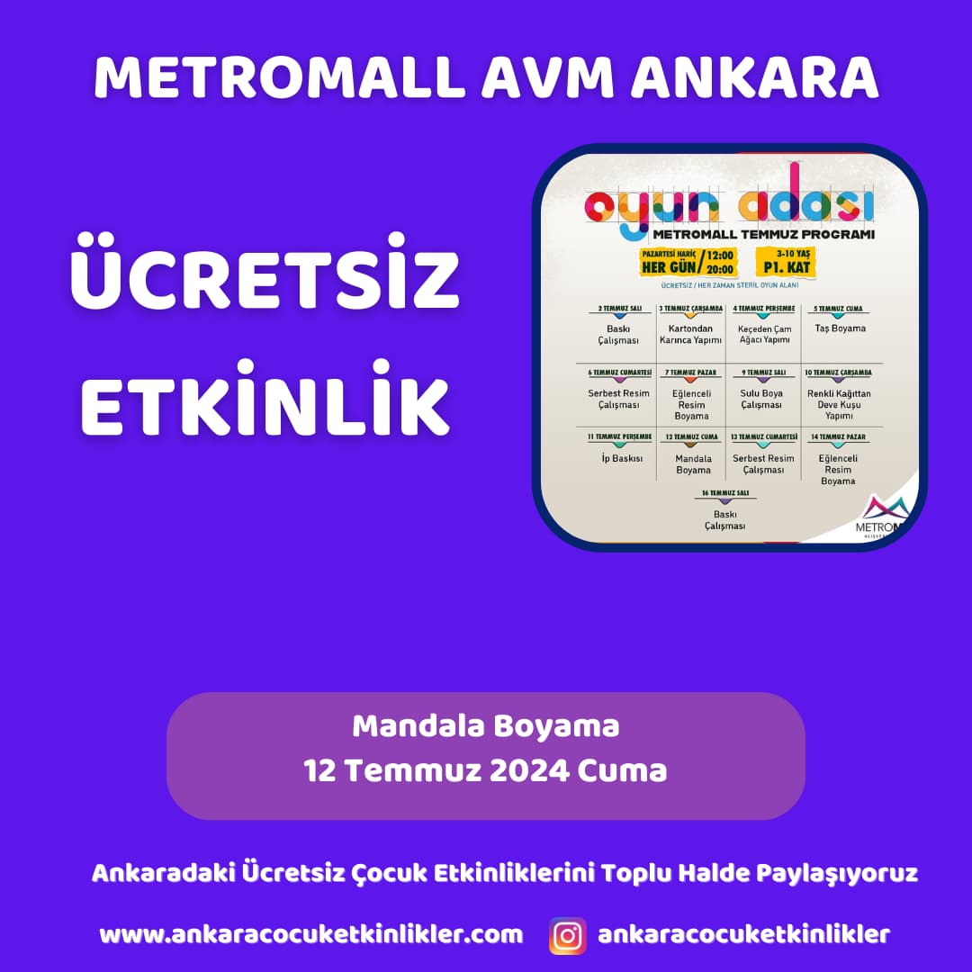 metromall avm 12 temmuz Mandala Boyama