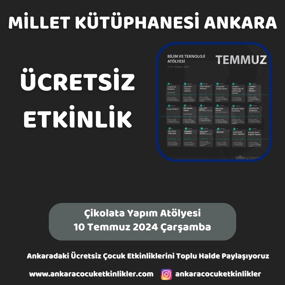 millet kutuphanesi 10 temmuz Cikolata Yapim Atolyesi