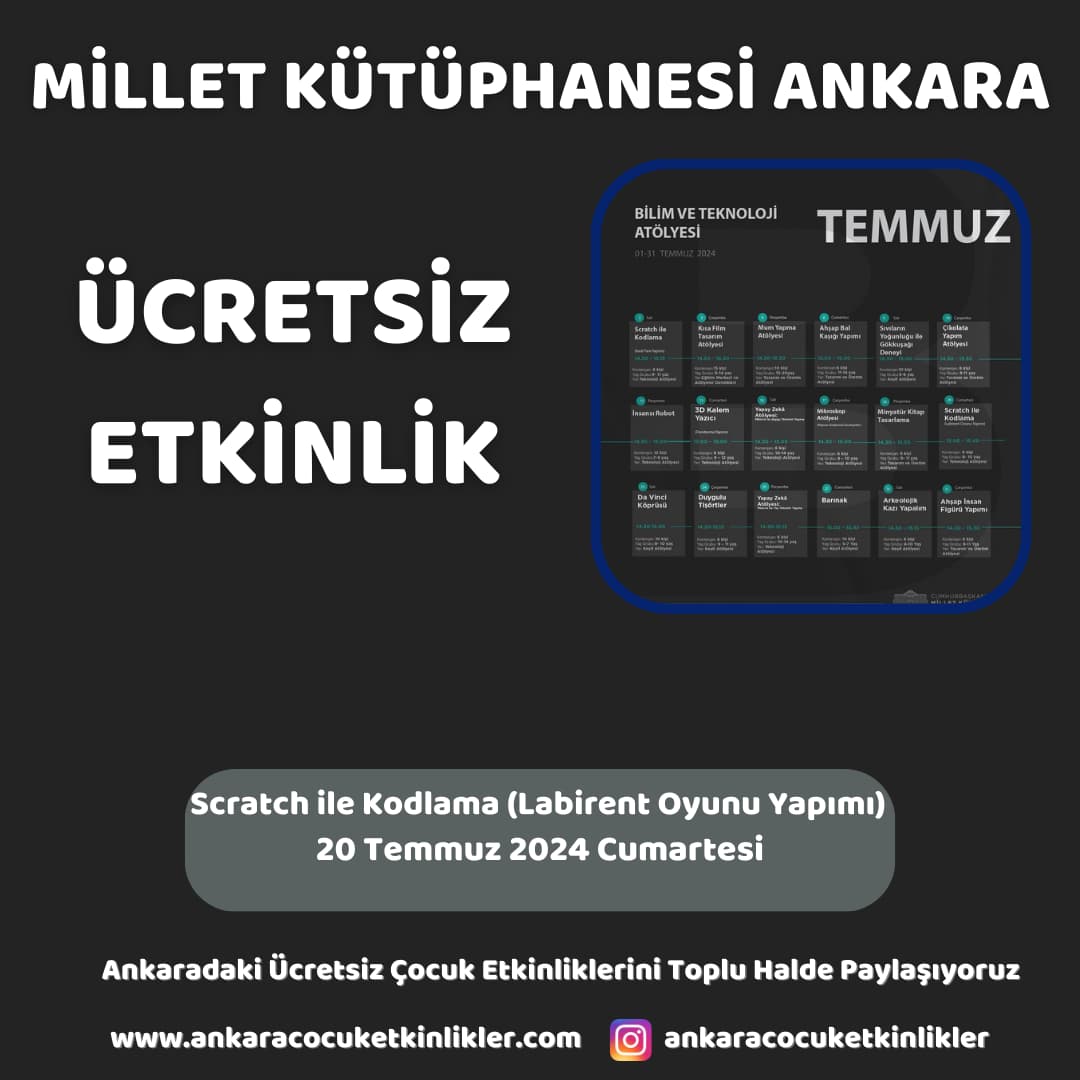 millet kutuphanesi 20 temmuz Scratch ile Kodlama Labirent Oyunu Yapimi
