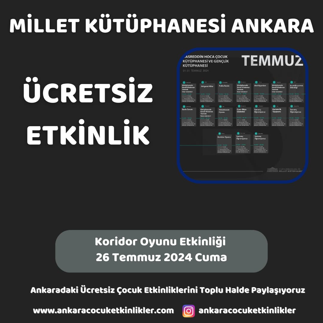 millet kutuphanesi 26 temmuz Koridor Oyunu etkinligi