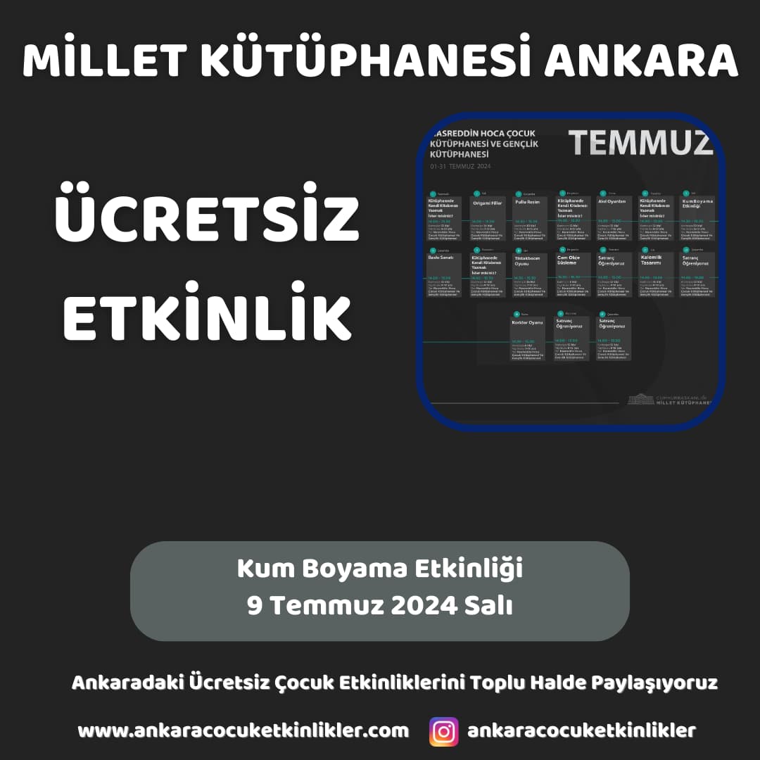 millet kutuphanesi 9 temmuz Kum Boyama Etkinligi