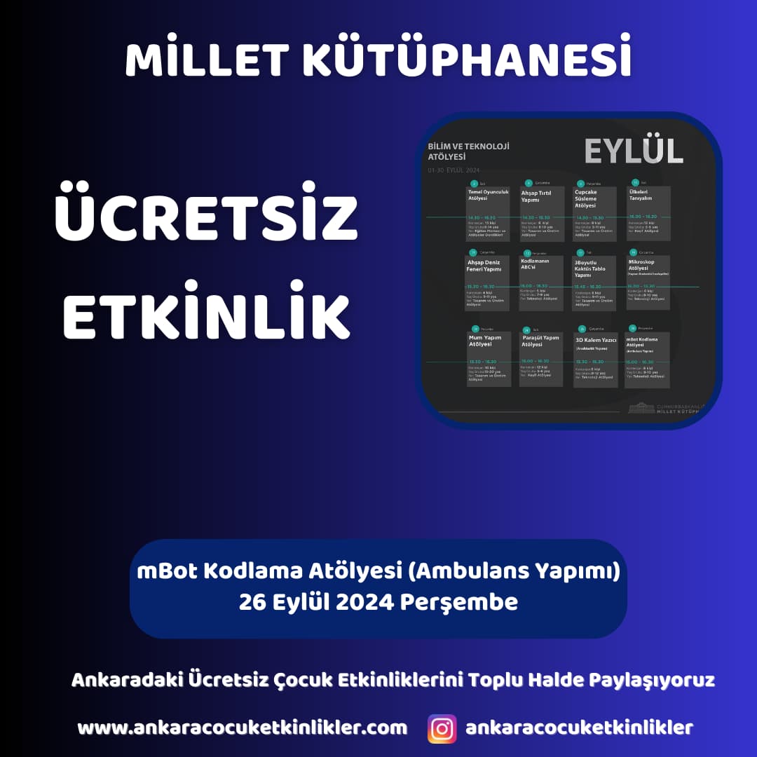 millet kutuphanesi 26 eylul mBot Kodlama Atolyesi Ambulans Yapimi