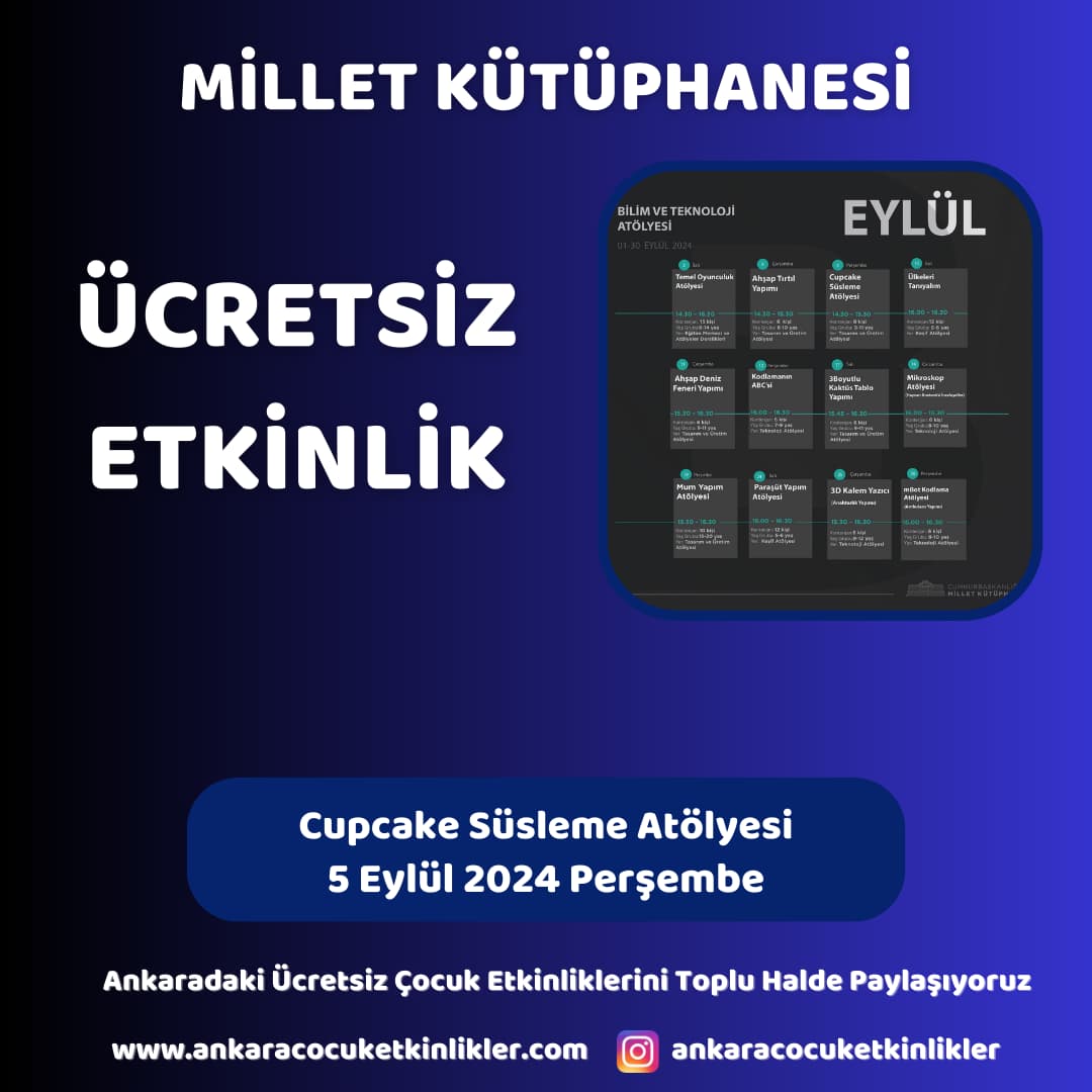 millet kutuphanesi 5 eylul Cupcake Susleme Atolyesi