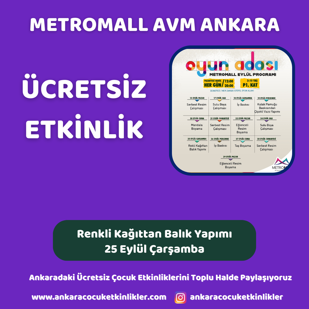 metromall avm 25 eylul Renkli Kagittan Balik Yapimi