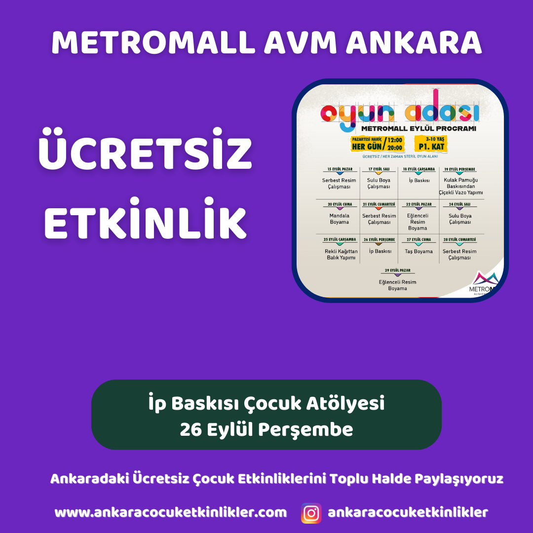metromall avm 26 eylul Ip Baskisi Cocuk Atolyesi