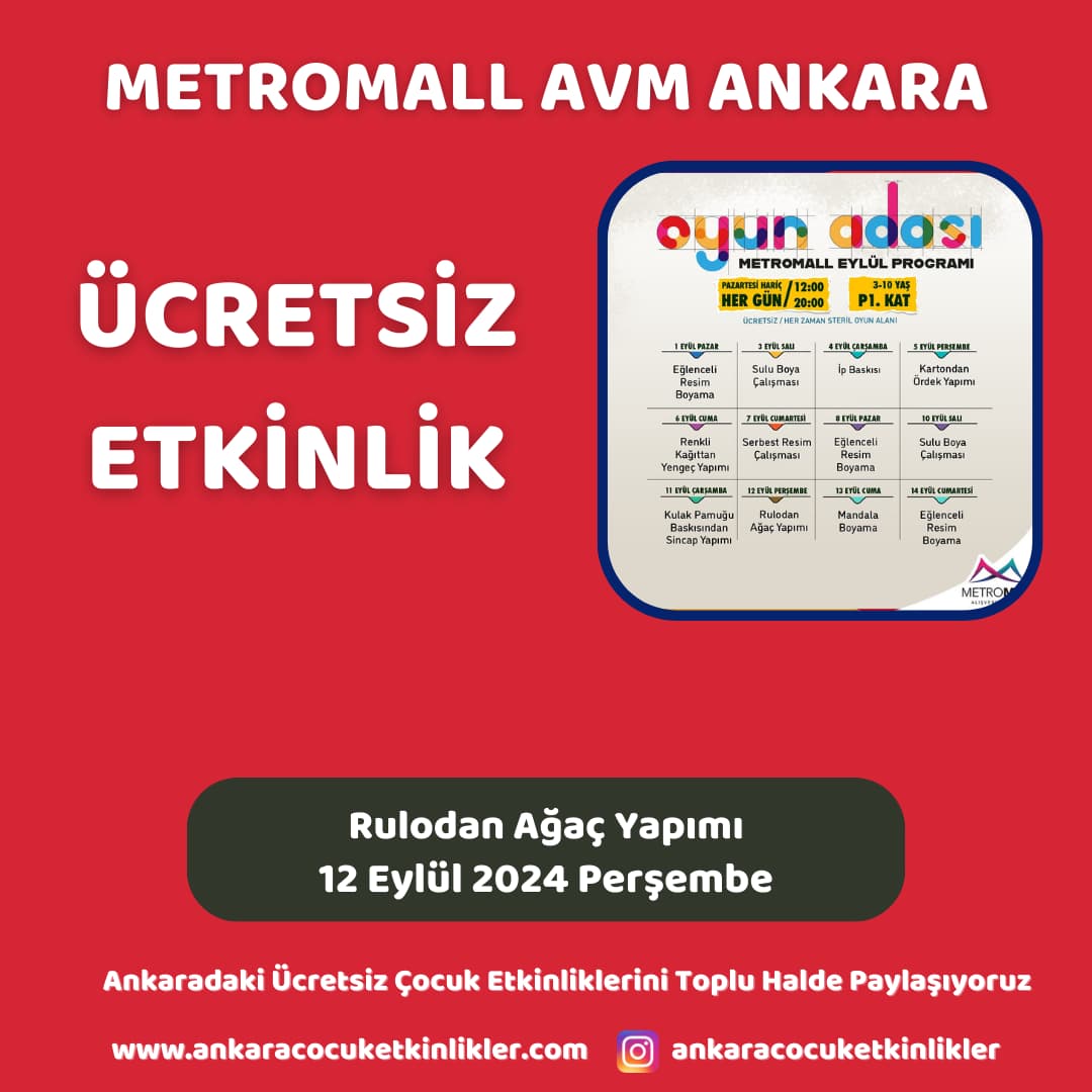 metromall avm ankara 12 eylul Rulodan Agac Yapimi