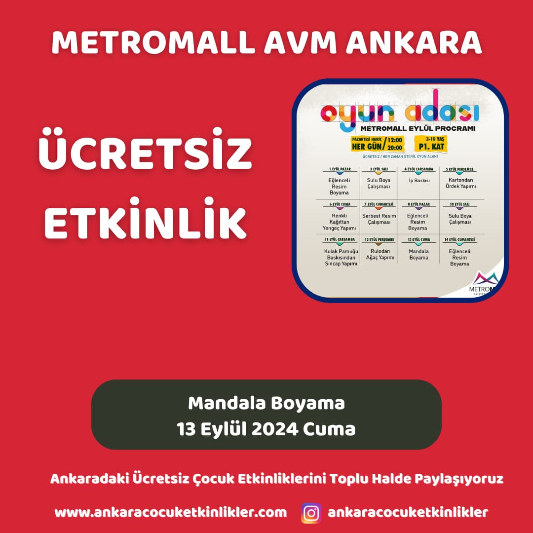 metromall avm ankara 13 eylul Mandala Boyama