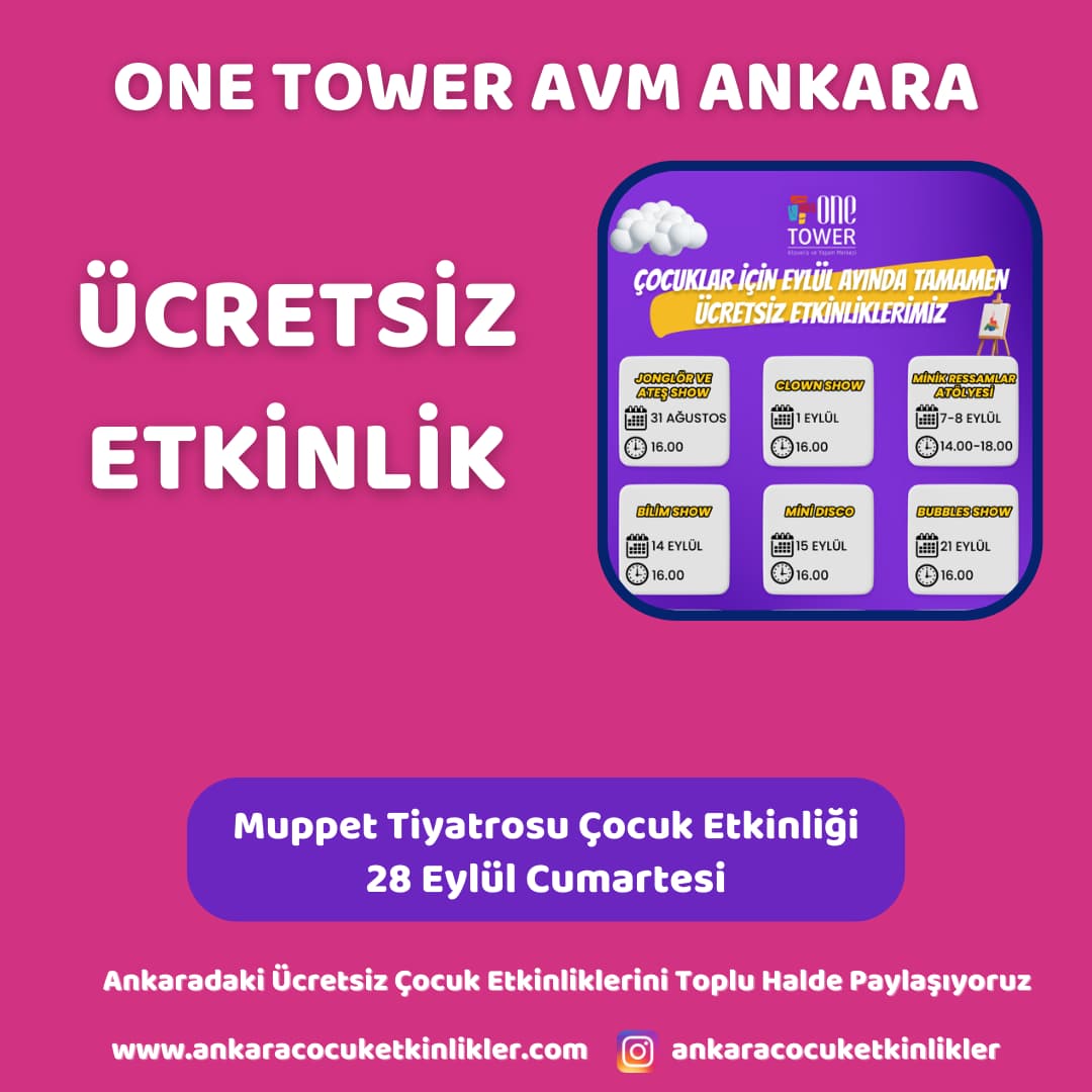 one tower avm 29 eylul Muppet Tiyatrosu Cocuk Etkinligi