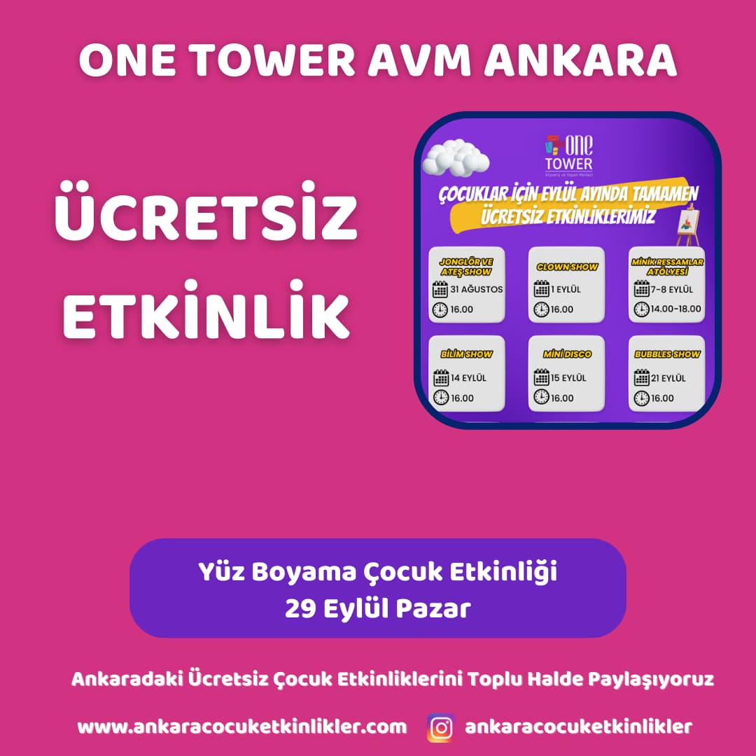 one tower avm 29 eylul Yuz Boyama Cocuk Etkinligi