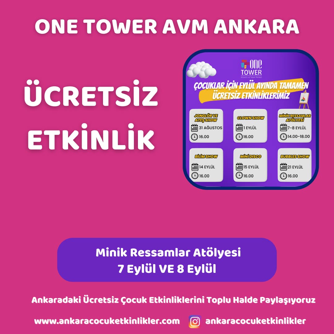 one tower avm ankara 78 eylul Minik Ressamlar Atolyesi