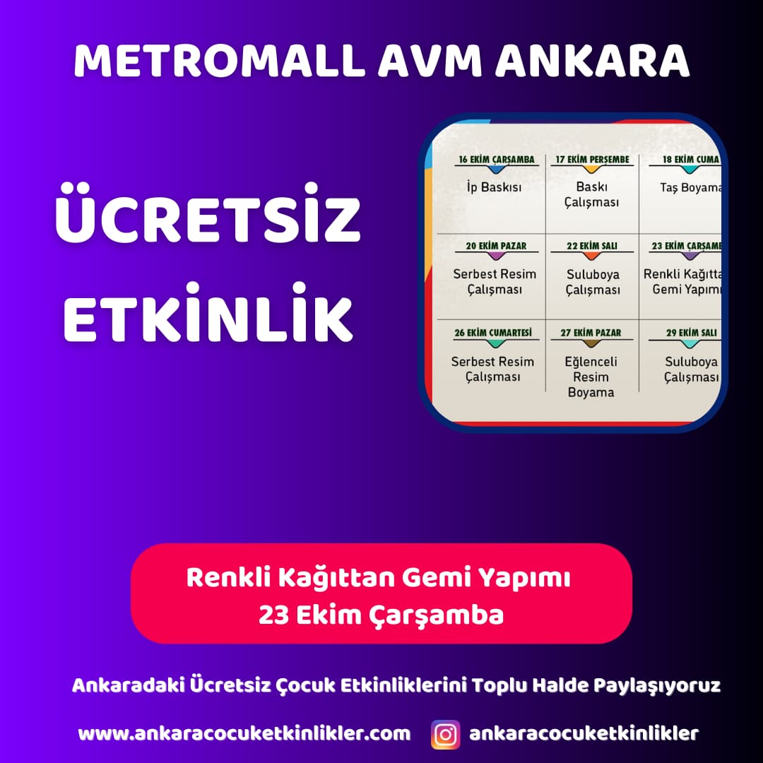metromall avm 23 ekim renkli kagittan gemi yapimi