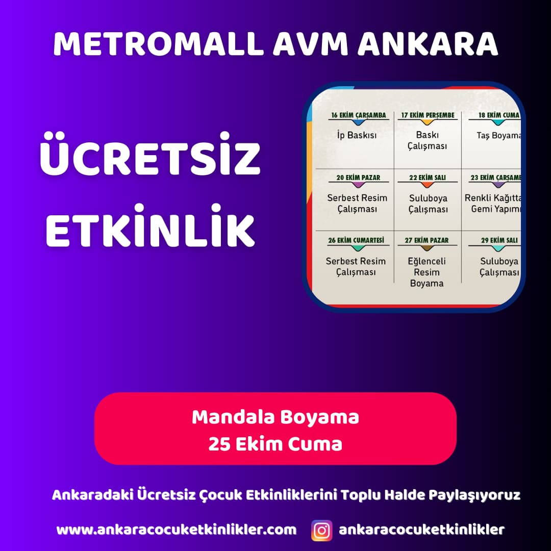 metromall avm 25 ekim mandala boyama