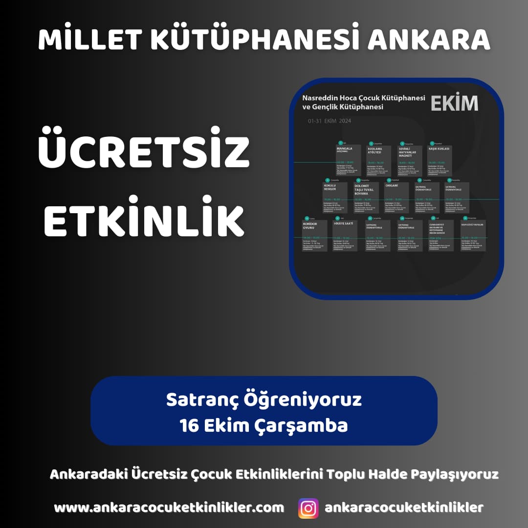millet kutuphanesi 16 ekim satranc ogreniyoruz