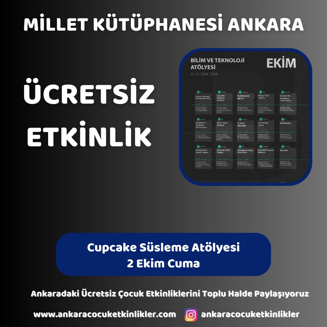 millet kutuphanesi 2 ekim cupcake susleme atolyesi