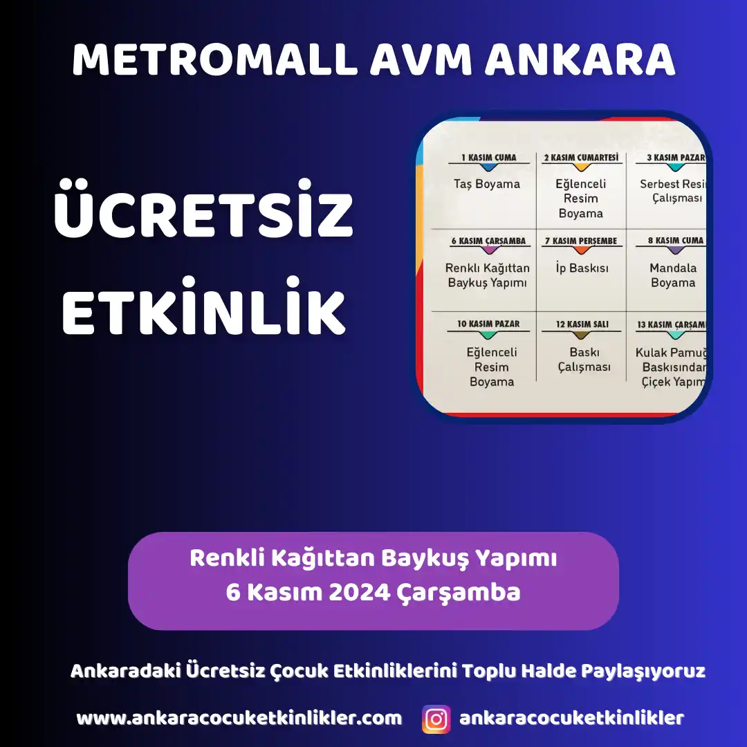 metromall avm 6 kasim Renkli Kagittan Baykus Yapimi