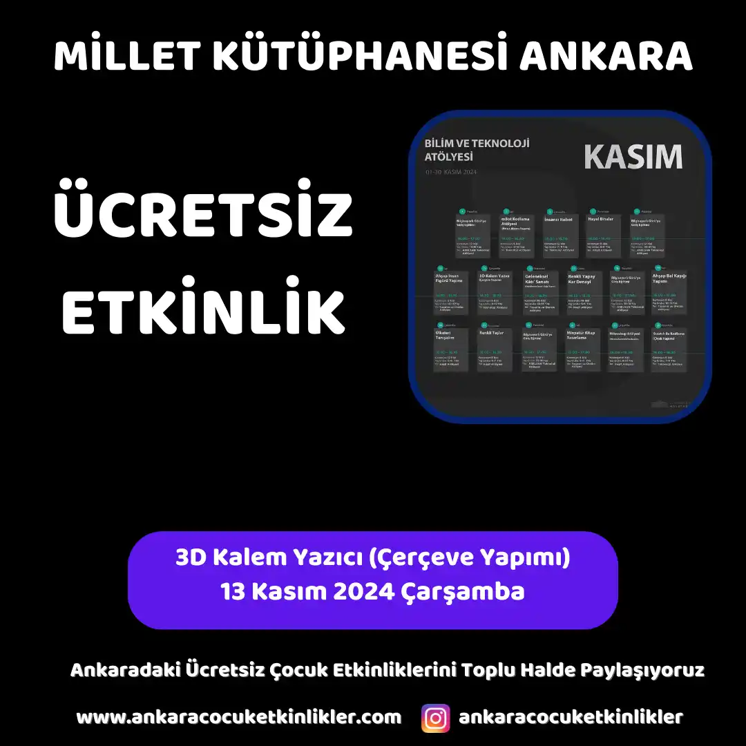 millet kutuphanesi 13 kasim 3D Kalem Yazici Cerceve Yapimi