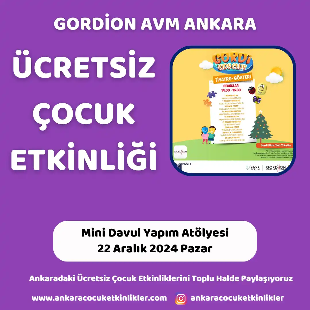gordion avm 22 aralik Mini Davul Yapim Atolyesi