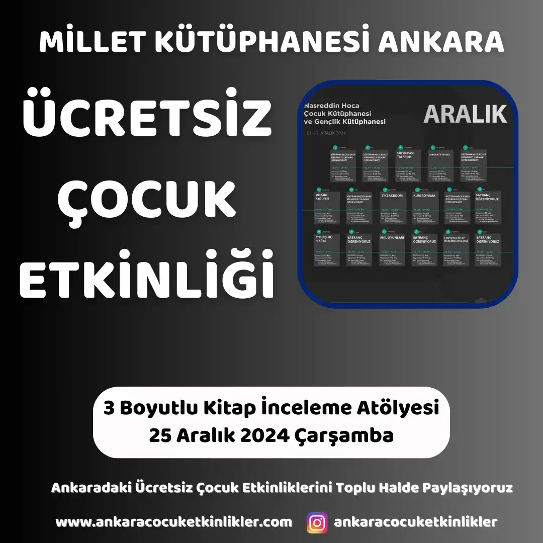millet kutuphanesi 25 aralik 3 Boyutlu Kitap Inceleme Atolyesi