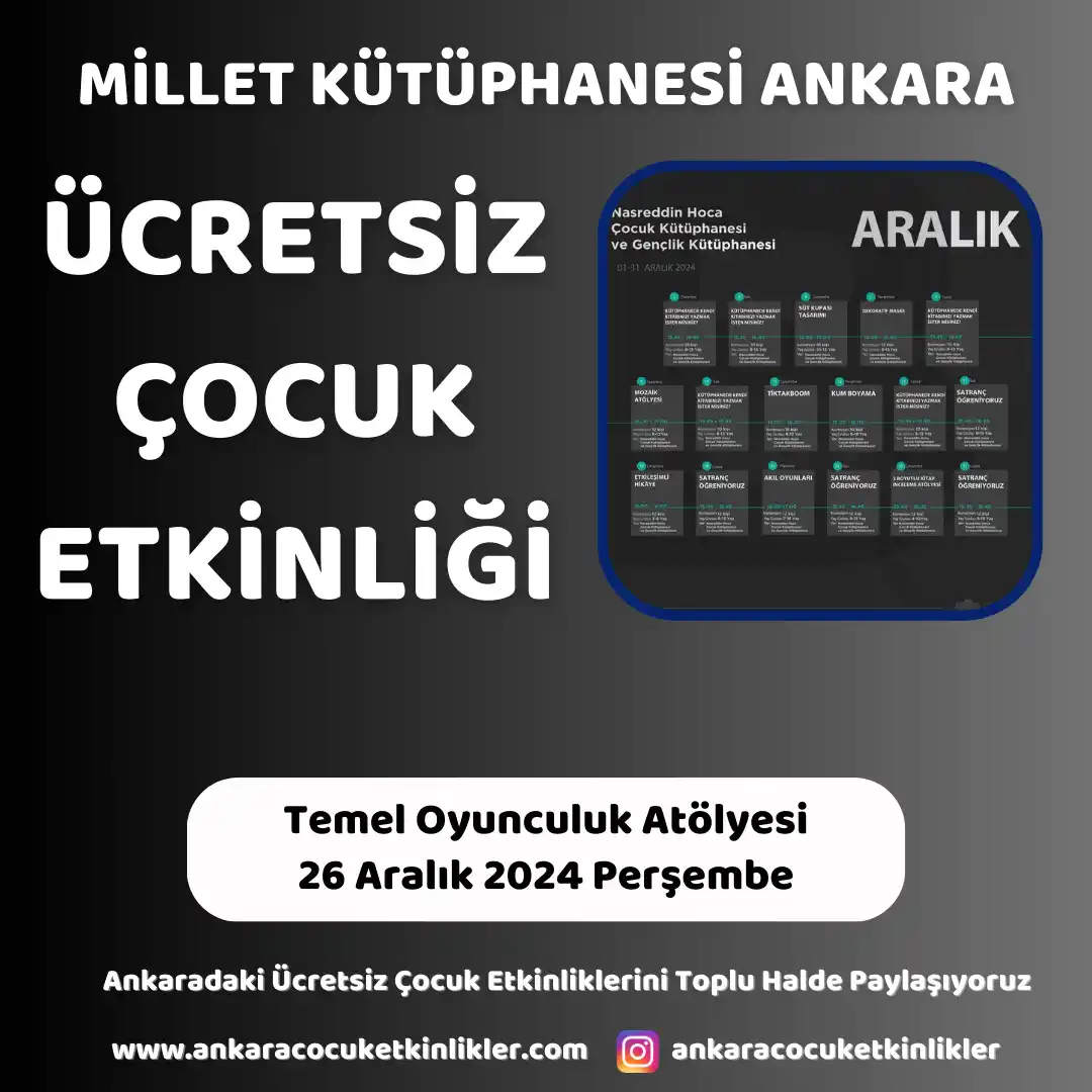 millet kutuphanesi 26 aralik Temel Oyunculuk Atolyesi