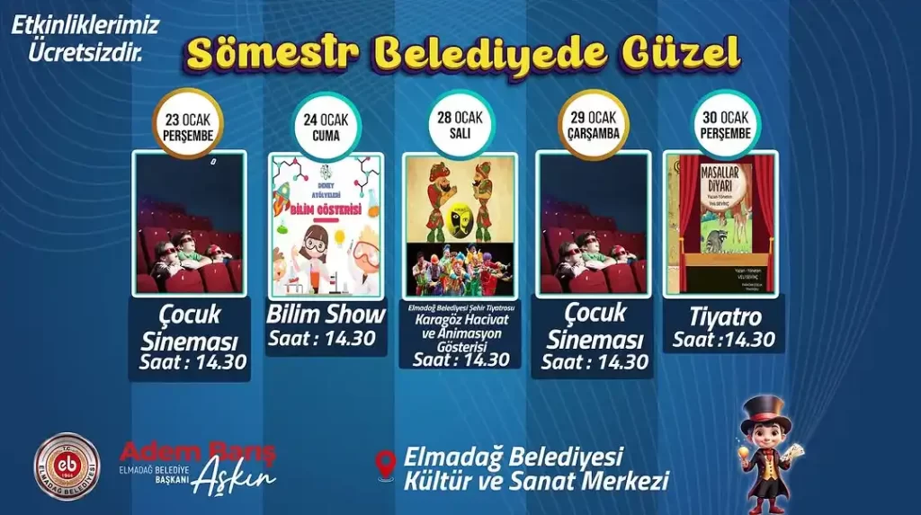 elmadag belediyesi ucresiz ara tatil etkinlikleri