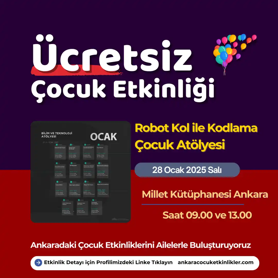 millet kutuphanesi 28 ocak Robot Kol ile Kodlama