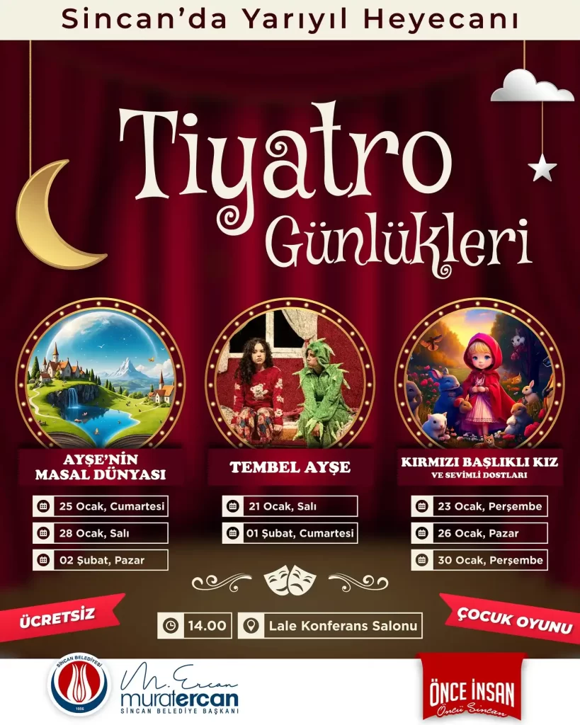 sincan belediyesi ucretsiz cocuk tiyatrolari ara tatil