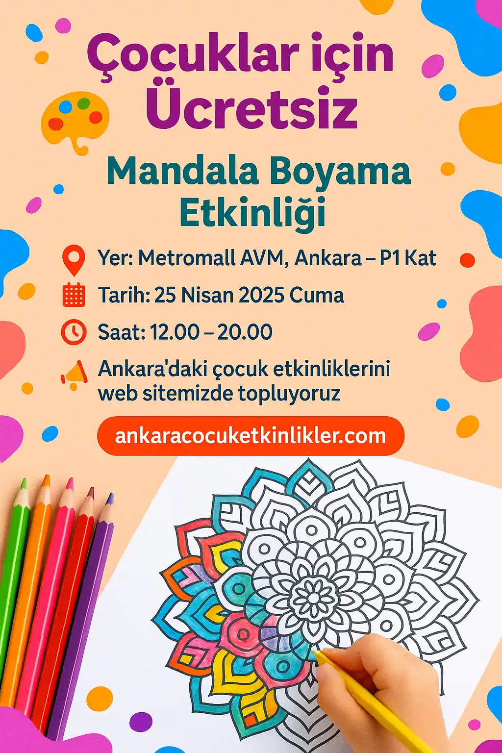 metromall avm 25 nisan mandala boyama etkinligi