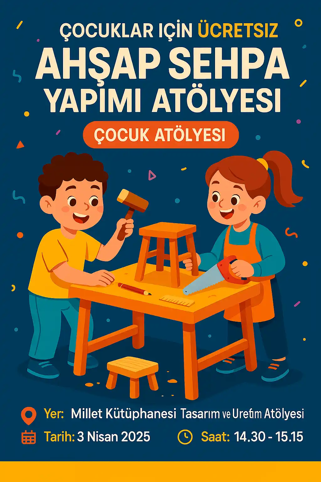 millet kutuphanesi 3 nisan ahsap sehpa yapimi atolyesi