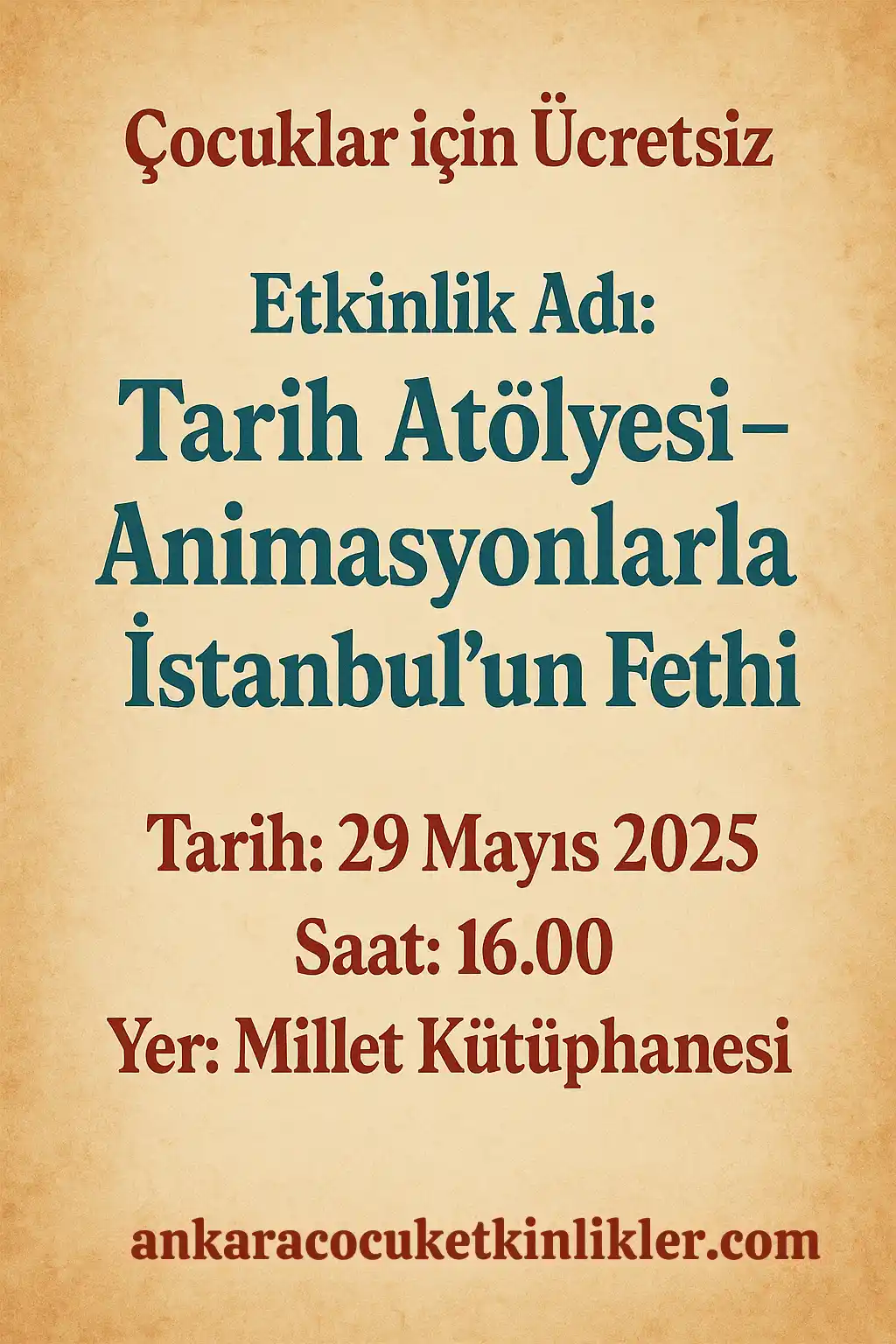 millet kutuphanesi 29 mayis tarih atolyesi
