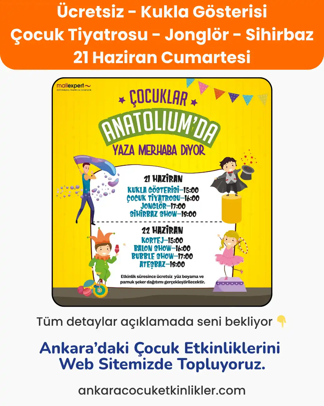 anatolium avm 21 Haziran ucretsiz etkinlikler