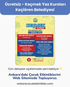 kecioren belediyesi kecmek yaz kurslari
