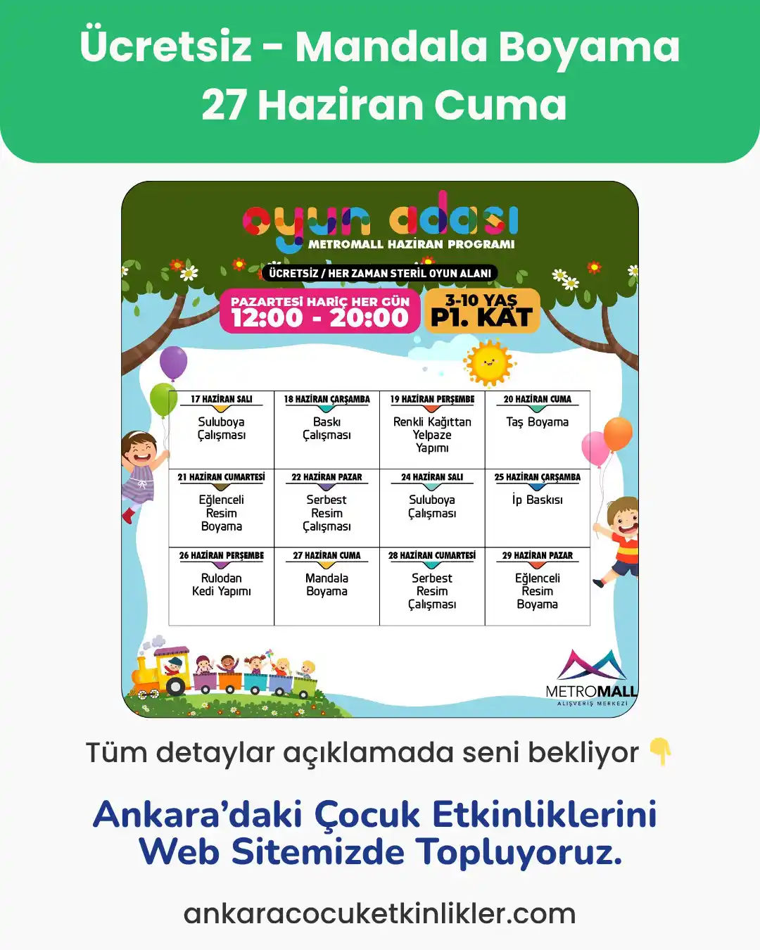 metromall avm 27 haziran mandala boyama