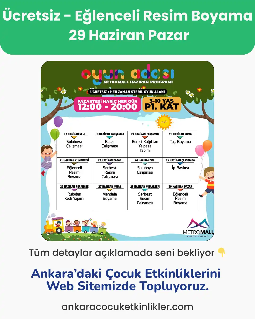 metromall avm 29 haziran eglenceli resim boyama