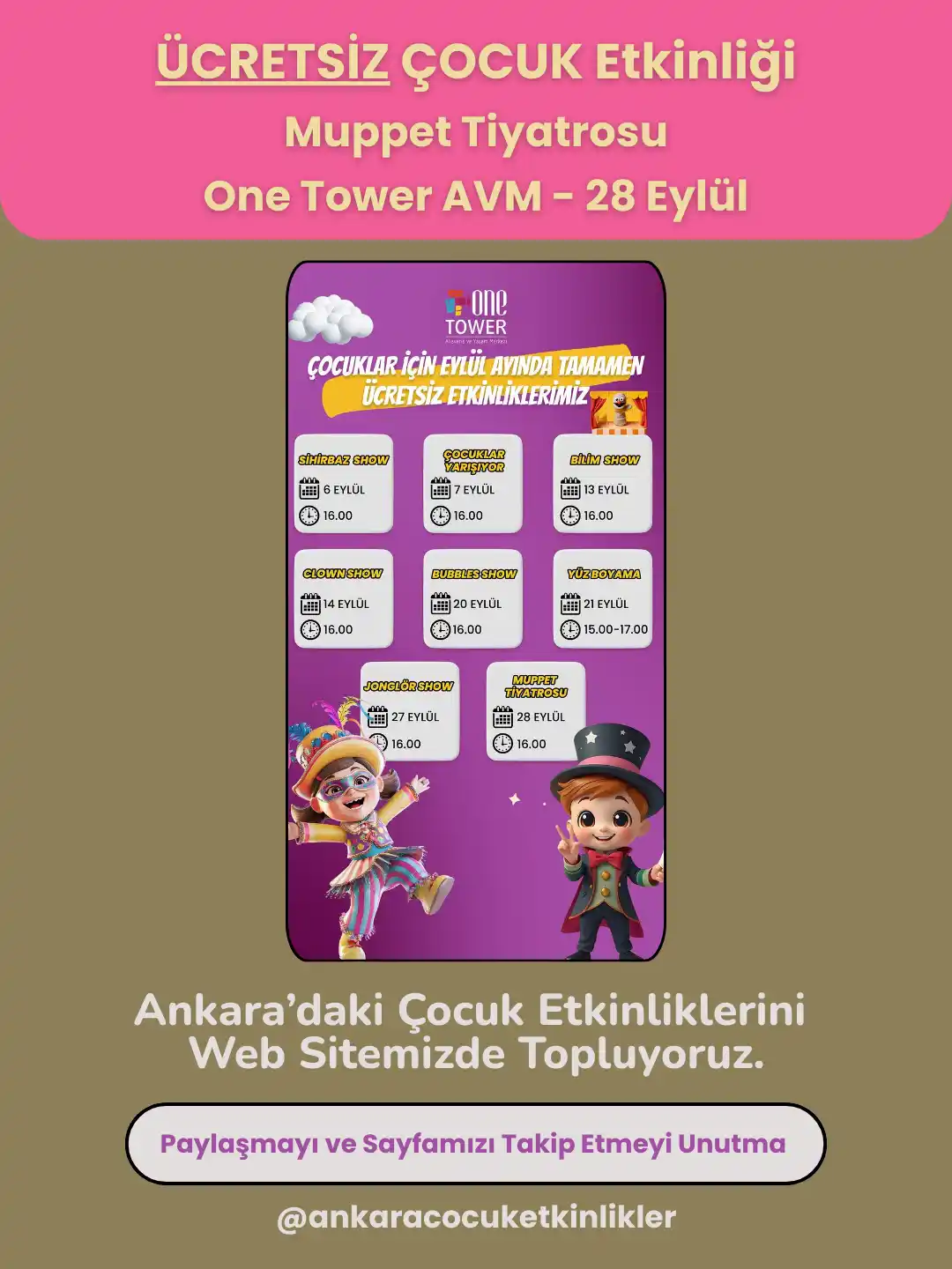 one tower avm 28 eylul Muppet Tiyatrosu